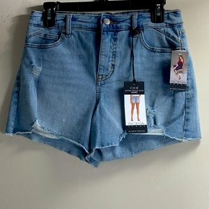 Sofia by Sofia Vergara Women's Blue Super High-rise Cut-off Denim Shorts Size 4